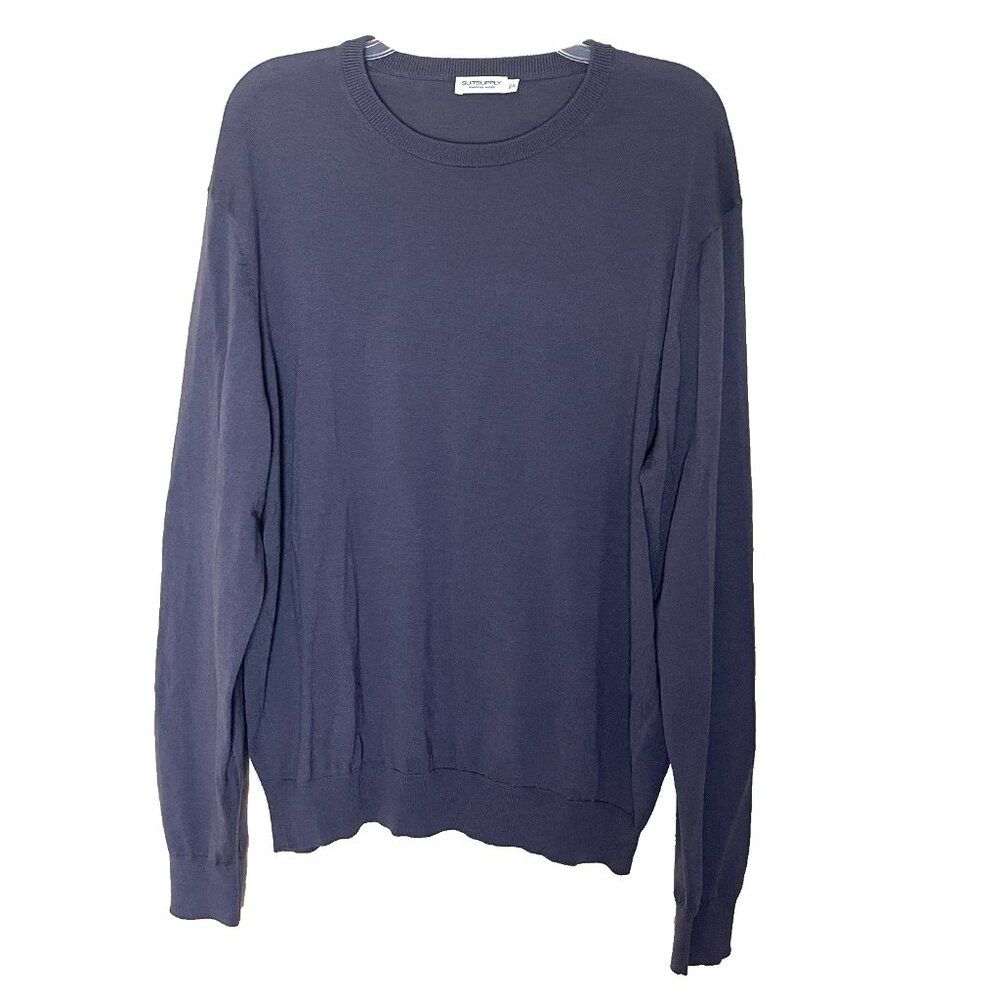 Suitsupply Sweater Men's XXL Slim Fit Purple Merino Wool Old Money Quiet Luxury